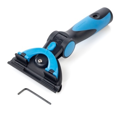 Aparelho de limpeza para pelos de animais azul e preto com chave hexagonal