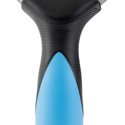 Pega de ferramenta azul e preta com metal prateado