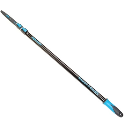 Varinha telescópica metálica cinzenta com azul, com texto WAGNER e SPRAYTECH