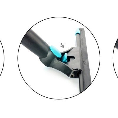 Três etapas de ajuste de suporte de pulverizador preto com botão azul