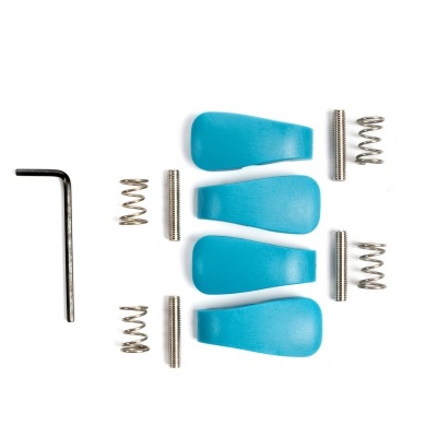 Conjunto de peças de pega azul com molas e chave allen