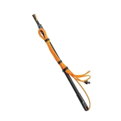 Varinha de pressão preta com cabos laranja em fundo branco