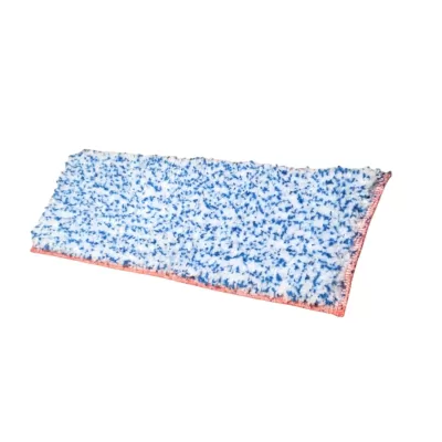 Pano de microfibra felpudo azul com bordas coral