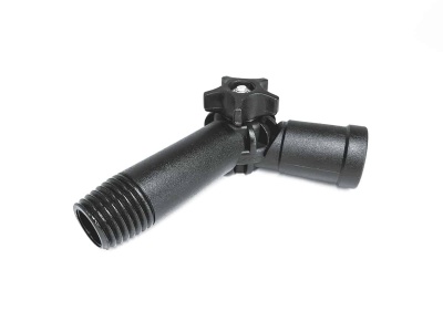 torneira de jardim preta em plástico com rosca e manípulo de aperto