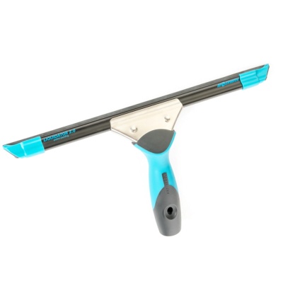 Limpa vidros azul e cinza com lâmina metálica e proteção nas pontas