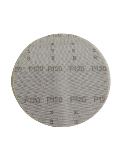 Disco abrasivo redondo cinzento com texto P120