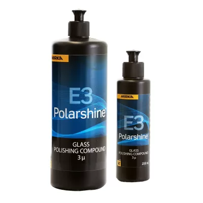 Duas embalagens de polidor de vidro Mirka E3 Polarshine, 1L e 250ml