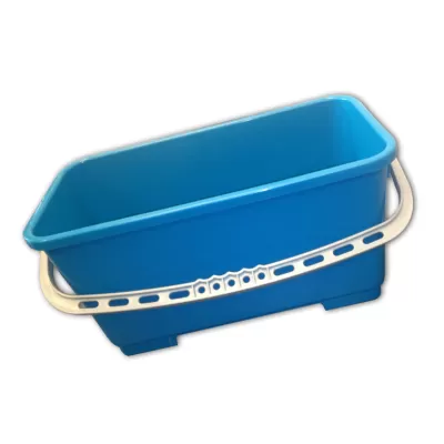 Balde de plástico azul com alça branca