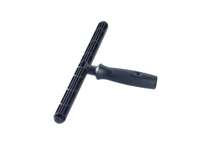 Suporte de plástico preto com pegador e barra perfurada