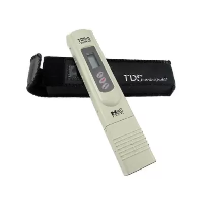 Medidor digital TDS-3 branco com visor e estojo preto