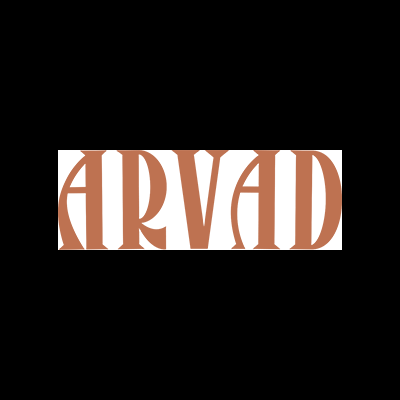 Logotipo castanho da marca ARVAD em fonte estilizada