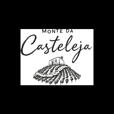 Logotipo MONTE DA Casteleja com casa e campo em encosta