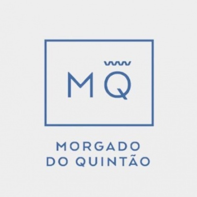 Logótipo azul de MORGADO DO QUINTÃO com letras MQ e coroa