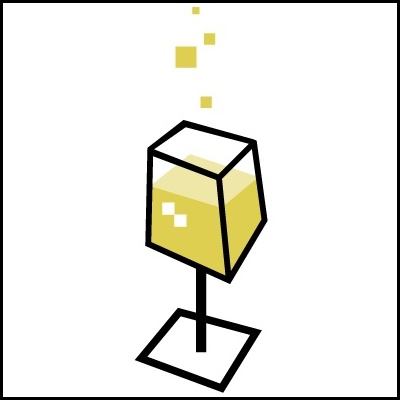 Desenho minimalista de copo com líquido amarelo