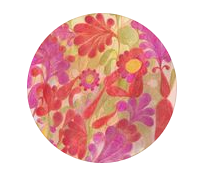 Tecido floral colorido em fundo bege