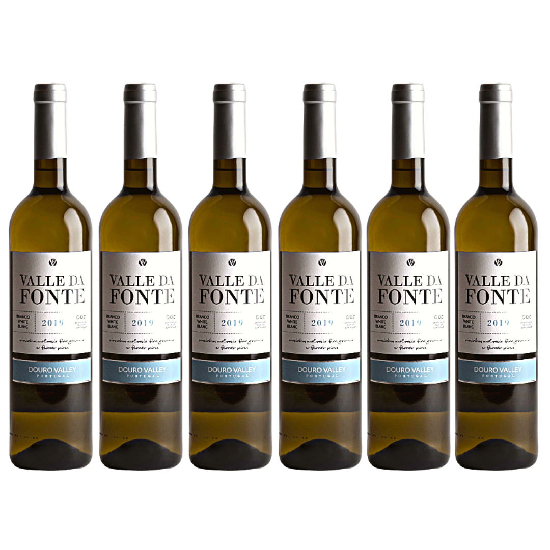 Seis garrafas de vinho branco Valle da Fonte 2019