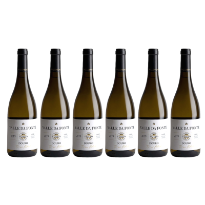 Seis garrafas de vinho branco Valle da Fonte 2019 Douro