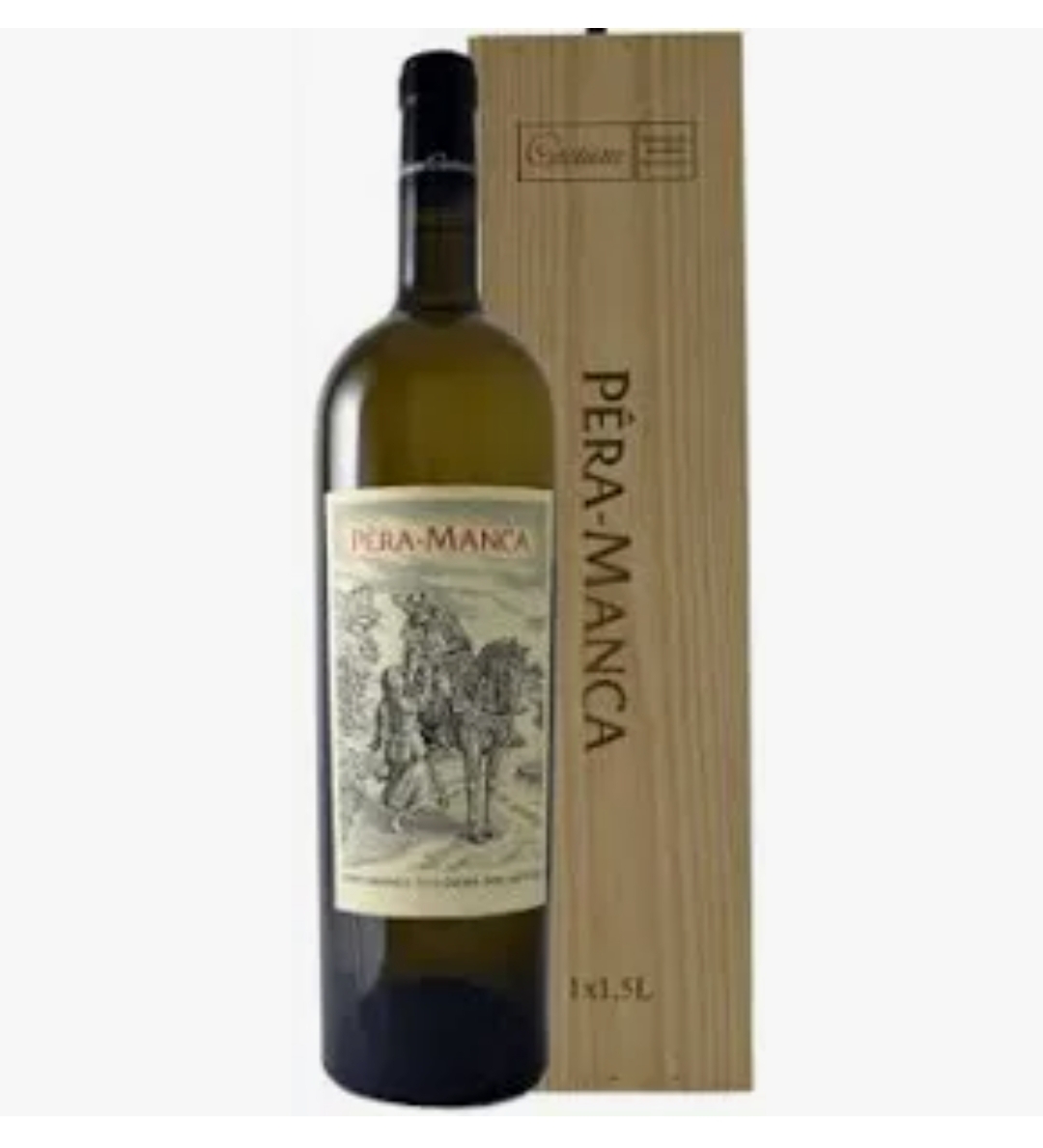 Garrafa de vinho branco Pêra-Manca com caixa de madeira