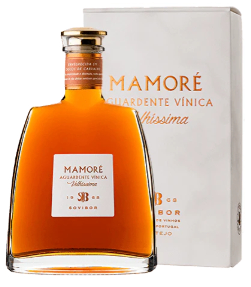 Garrafa de aguardente Mamoré Ultríssima com caixa branca