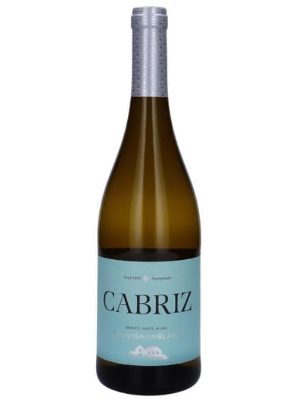 Garrafa de vinho branco CABRIZ com rótulo azul claro