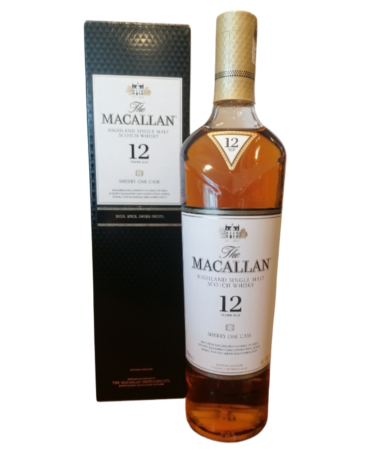 Garrafas e caixa de whisky The Macallan 12 anos