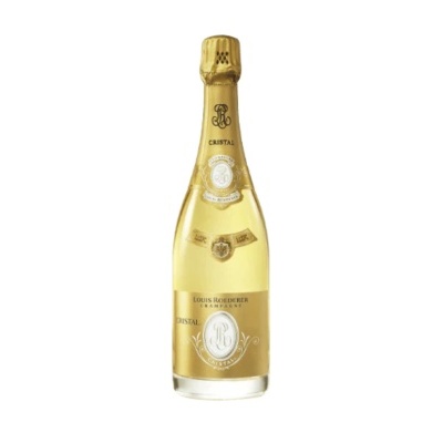 Garrafa de champanhe Louis Roederer Cristal com rótulo dourado