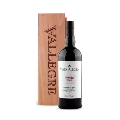 Garrafa de vinho do Porto Vista Alegre com caixa de madeira