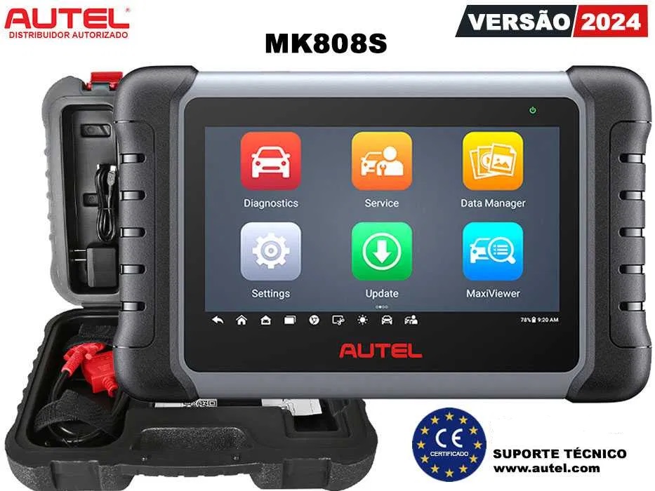 Scanner automóvel AUTEL MK808S versão 2024 com ecrã tátil e estojo preto