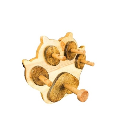 Organizador ou suporte de madeira com quatro ganchos