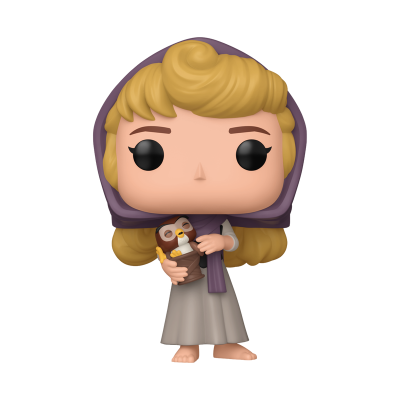 Figura Funko Pop personagem com lenço roxo e coruja marrom