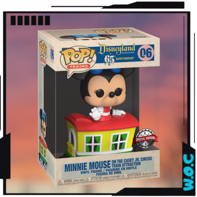 Figura pop vinyl Minnie Mouse no comboio Casey Jr. Circus Train na caixa de edição especial
