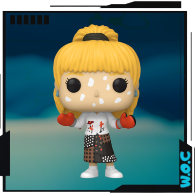 Figura Funko Pop feminina com roupa detalhada e cabelo loiro