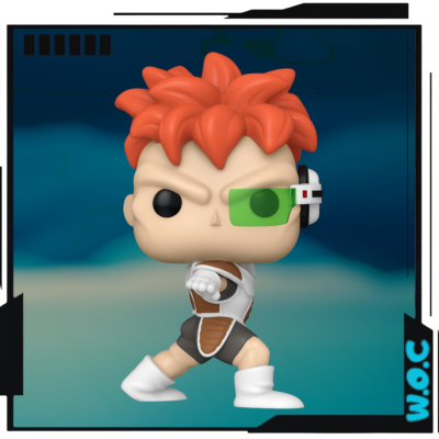 Figura colecionável estilo Funko Pop com dispositivo no olho