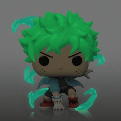 Figura colecionável estilo Funko Pop com cabelo verde neon e efeitos verdes translúcidos