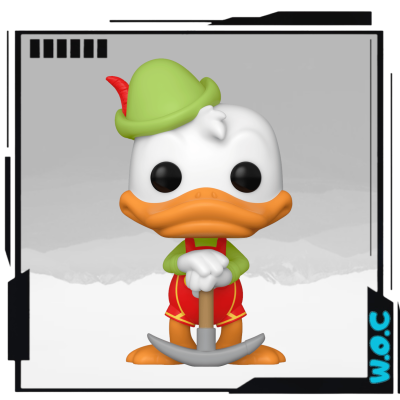 Figura colecionável de pato estilo Funko Pop com chapéu verde e picareta