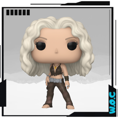 Figura Funko Pop com cabelo branco ondulado e roupa castanha rasgada