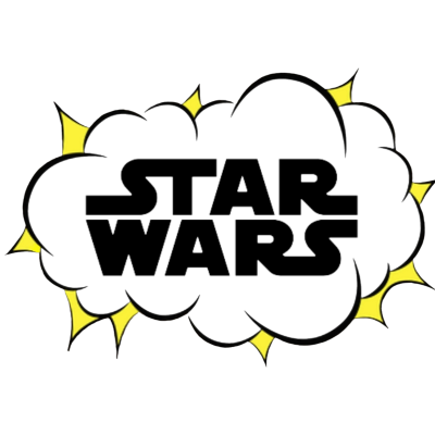 Nuvem de diálogo preta com contorno amarelo em estilo desenho animado