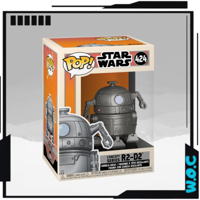 Funko Pop! Star Wars R2-D2 caixa e figura cinza preta com detalhes