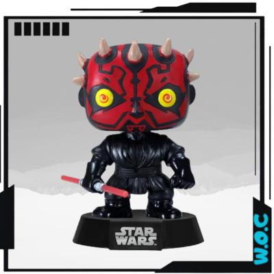 Boneco Funko Pop Darth Maul Star Wars com bastão vermelho e base preta