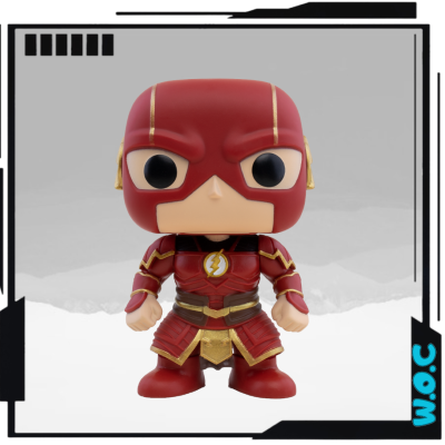Funko Pop do Flash em vinil vermelho e dourado com símbolo de raio