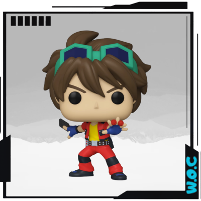 Figura Funko Pop Takumi Fujiwara com fato vermelho e óculos azuis