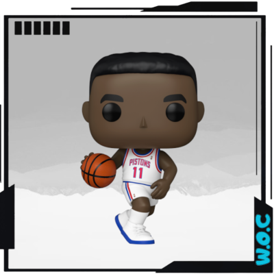 Figura Funko Pop de jogador de basquetebol em uniforme branco Pistons