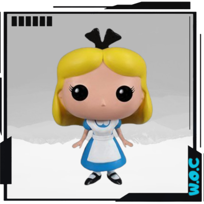 Figura Funko Pop Alice com vestido azul e avental branco