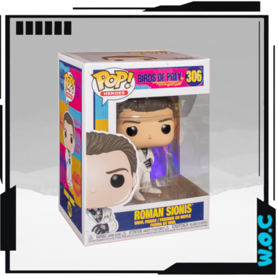 Figura Funko Pop! de Roman Sionis da série Birds of Prey 306 em embalagem transparente
