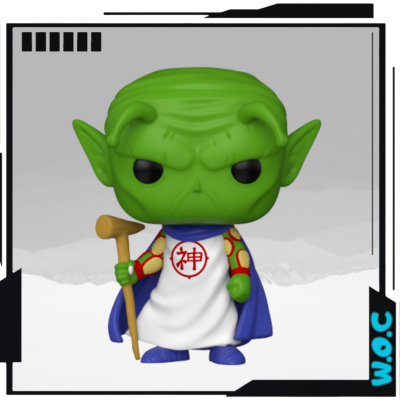 Figura Funko Pop de personagem verde com bastão, capa azul e avental branco