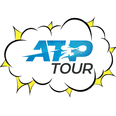 Logotipo ATP Tour em nuvem preta com bordas amarelas