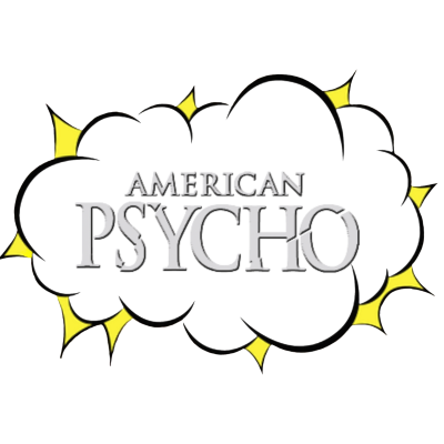 Nuvem preta estilizada com texto AMERICAN PSYCHO em branco