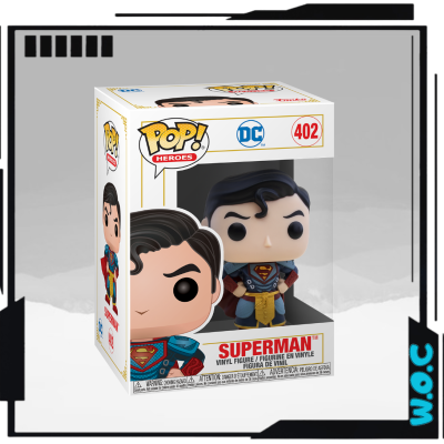 Figura de vinil Superman Pop! Heroes número 402 com caixa branca e azul