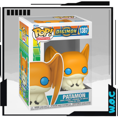 Figura Funko Pop Patamon Digimon vinil na caixa colorida com janela