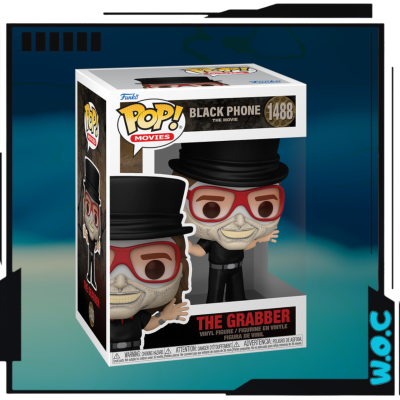 Figura Funko Pop! The Grabber do filme Black Phone em caixa branca com detalhes pretos e vermelhos